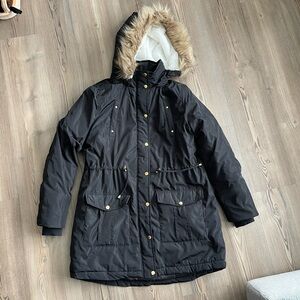 Falls Creek Black Jacket with Faux Fur Trim